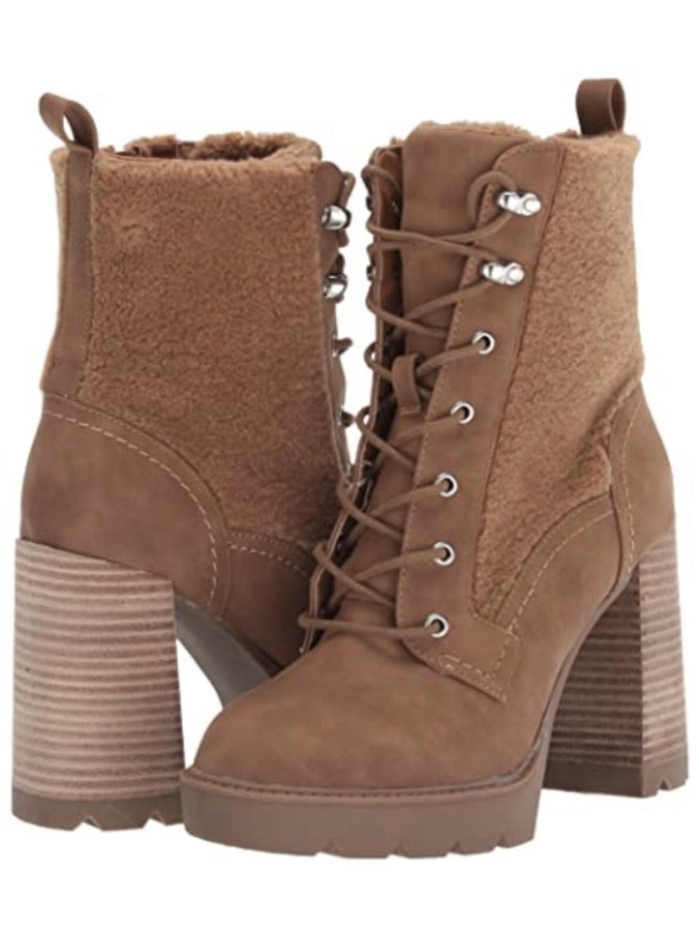 Dolce Vita Tan Lace-Up Block Heel Ankle Boots